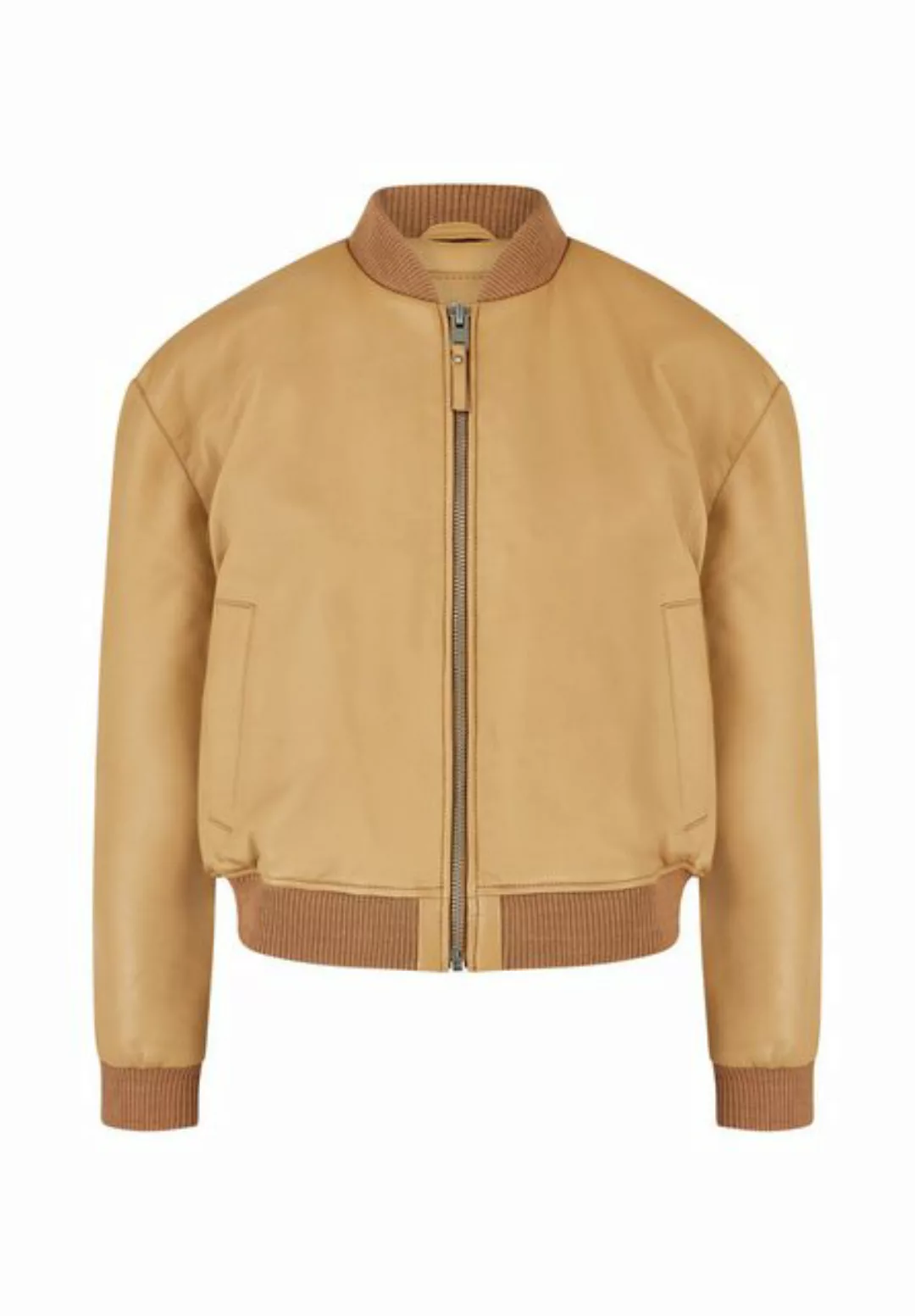 Bolongaro Trevor Lederjacke MINIMAL BOMBER Gerippter Halsausschnitt, superw günstig online kaufen