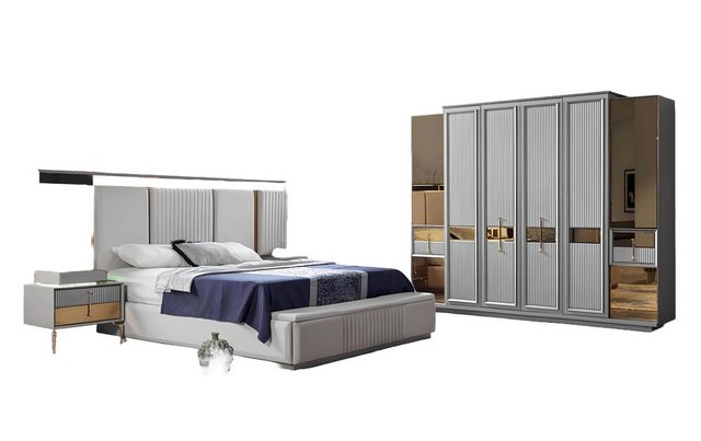 JVmoebel Bett Elternzimmer Garnitur Schlafzimmer Set Komplette Schrank Bett günstig online kaufen