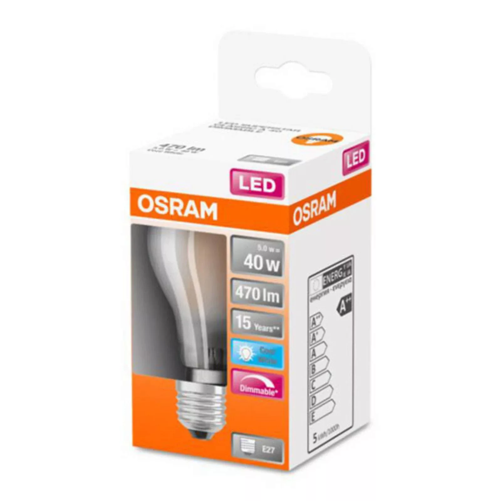Osram LED Lampe ersetzt 40W E27 Birne - A60 in Weiß 4,8W 470lm 4000K dimmba günstig online kaufen