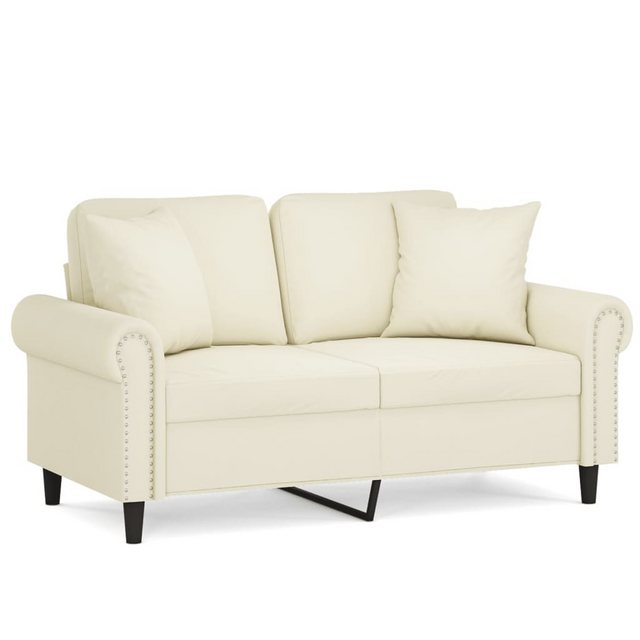 vidaXL Sofa, 2-Sitzer-Sofa mit Zierkissen Creme 120 cm Samt günstig online kaufen