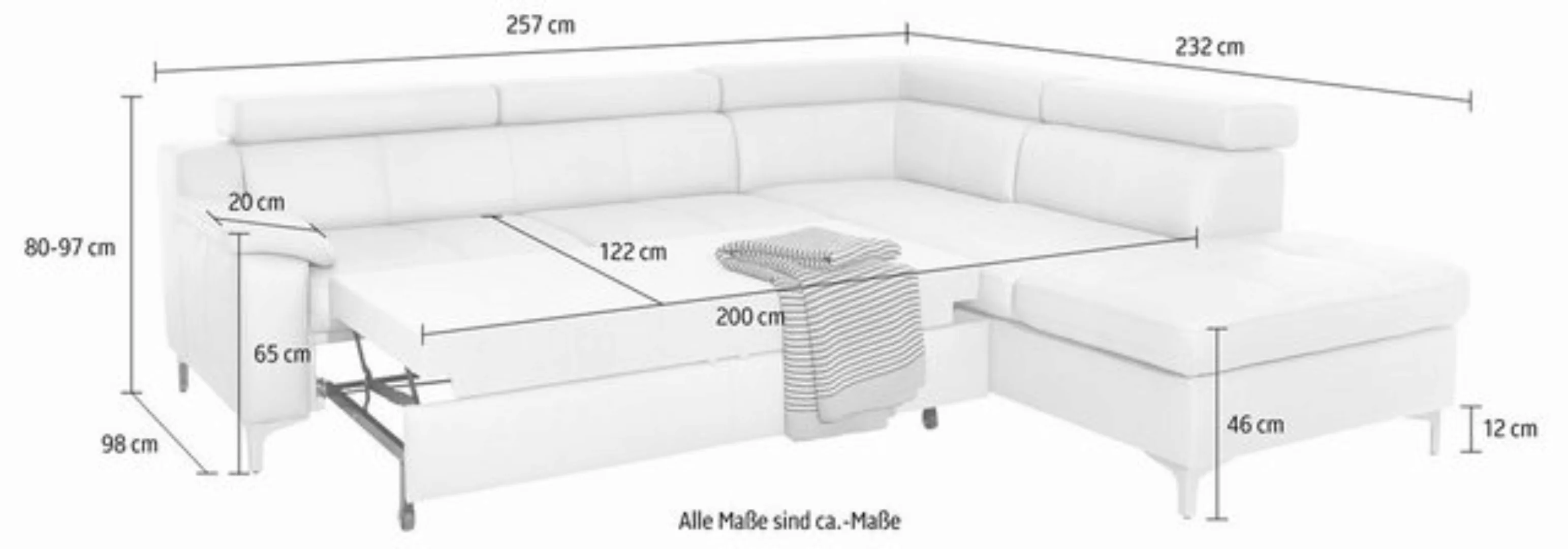 exxpo - sofa fashion Ecksofa, mit Kopf- bzw. Rückenverstellung, wahlweise m günstig online kaufen