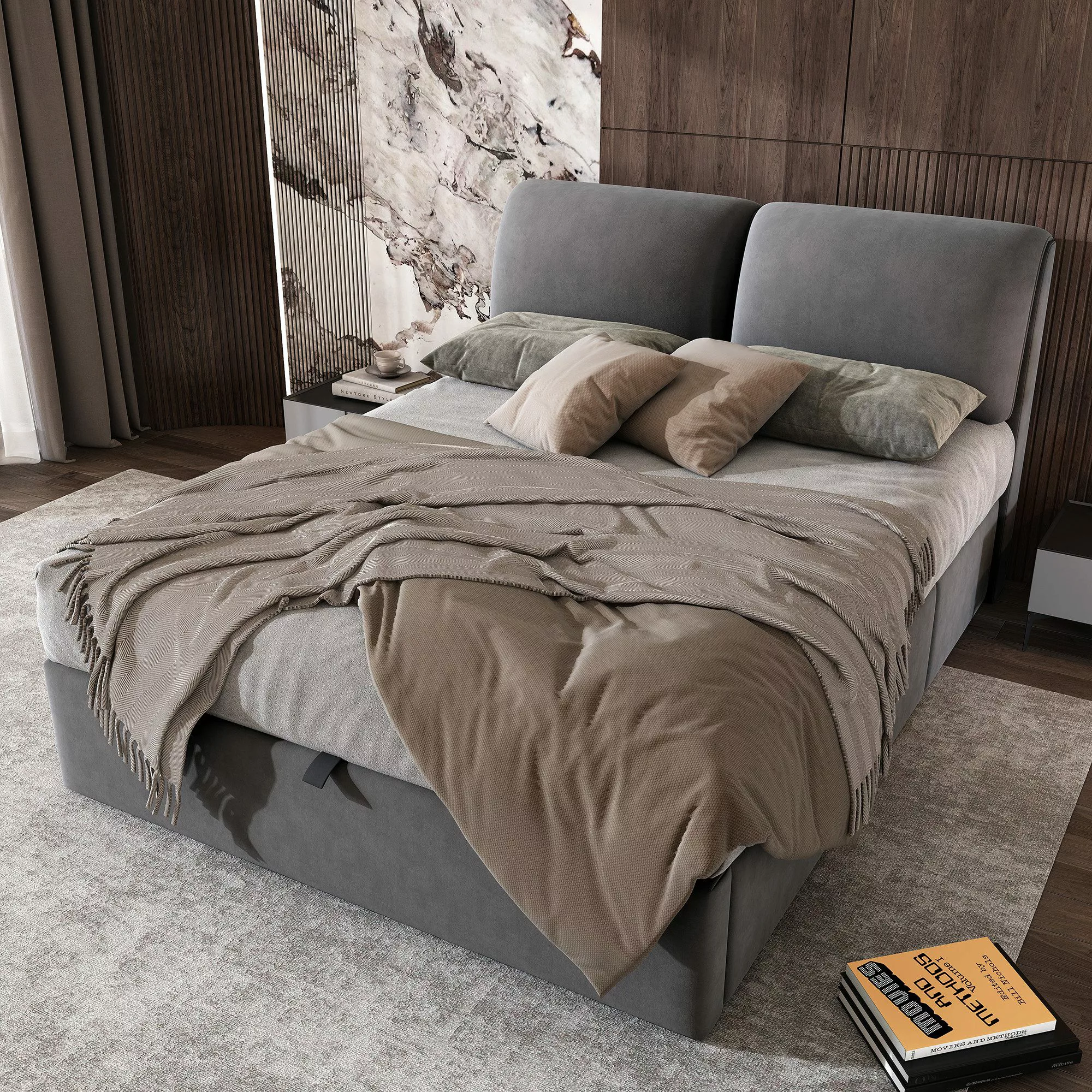 MODFU Polsterbett Schlafzimmerbett mit hydraulischem Bettkasten günstig online kaufen