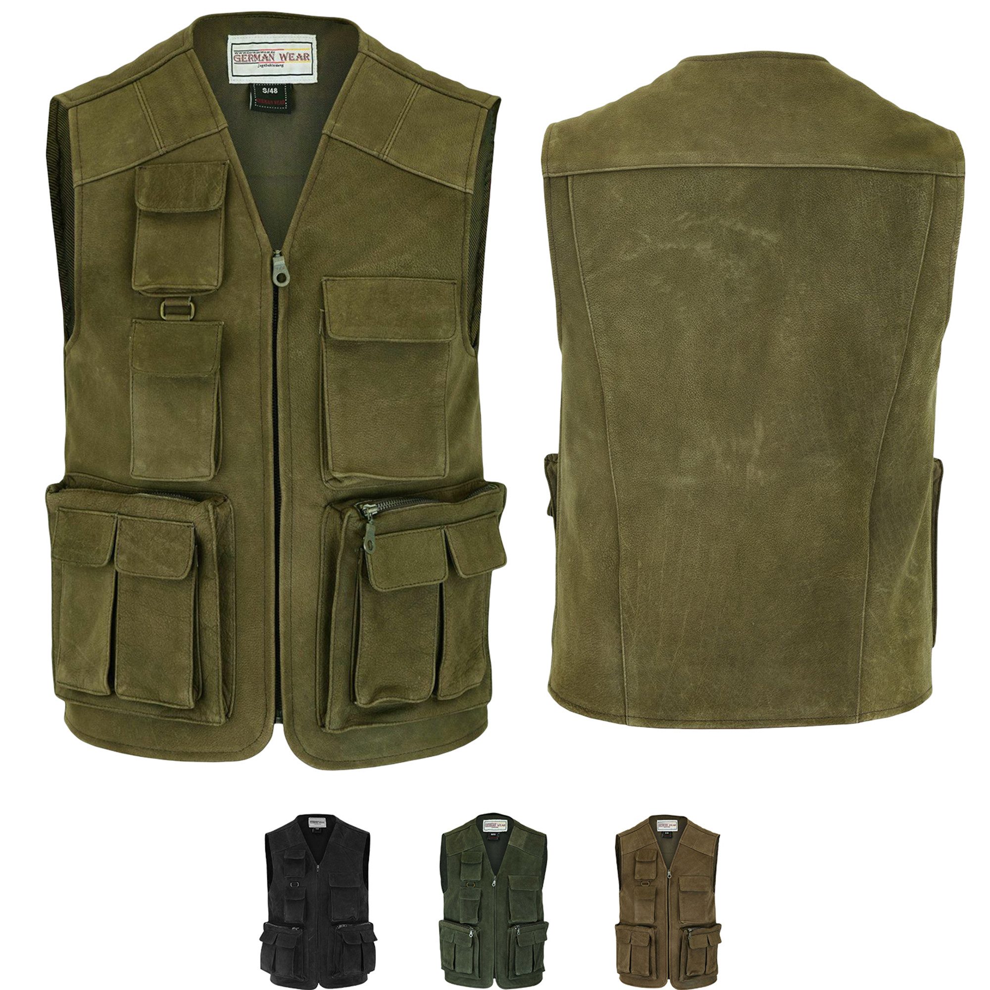 German Wear Jagdweste GW650 Jagd Lederweste günstig online kaufen