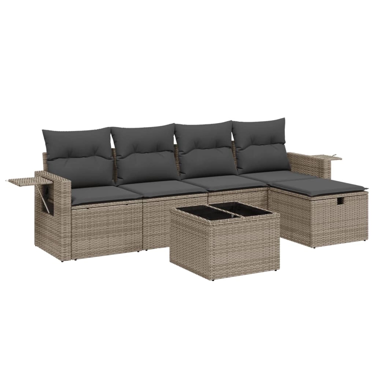 vidaXL 6-Tlg Garten-Sofagarnitur mit Kissen Grau Poly Rattan 3263786 günstig online kaufen