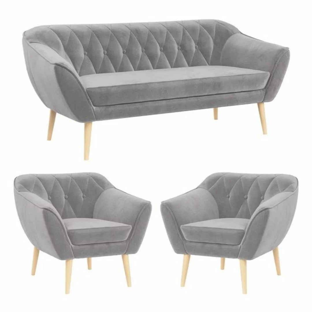 MKS MÖBEL Sofa PIRS 3 1 1, Set, Sofa, Sessel, T30-Schaum, Holzbeine, mit Re günstig online kaufen