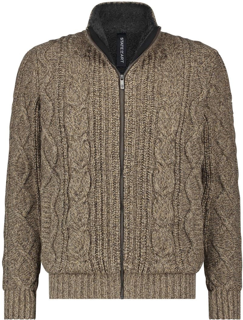 State Of Art Strickjacke Heavy Cable Wool Mix Beige - Größe XL günstig online kaufen