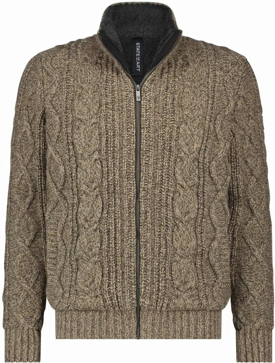 State Of Art Strickjacke Heavy Cable Wool Mix Beige - Größe XL günstig online kaufen