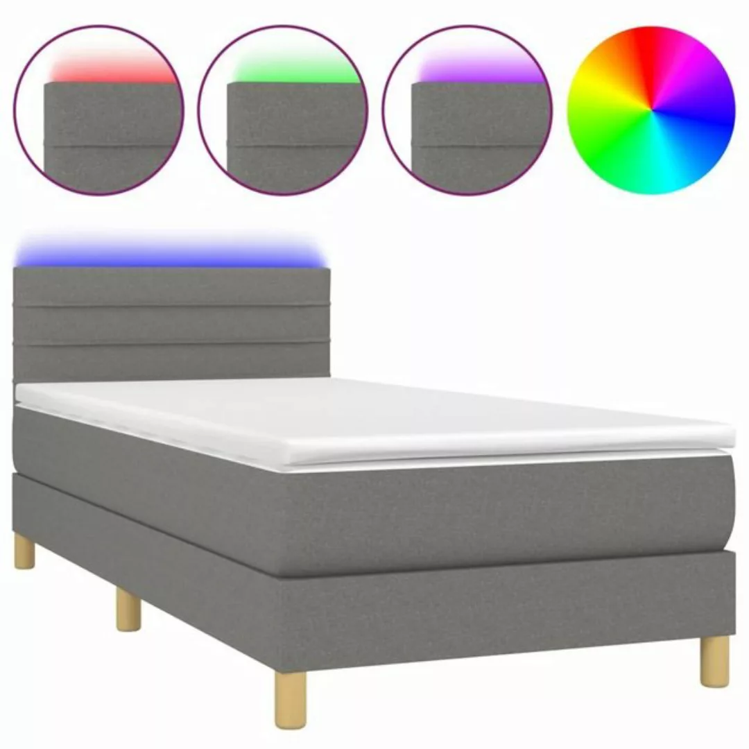 vidaXL Boxspringbett Boxspringbett mit Matratze LED Dunkelgrau 80x200 cm St günstig online kaufen