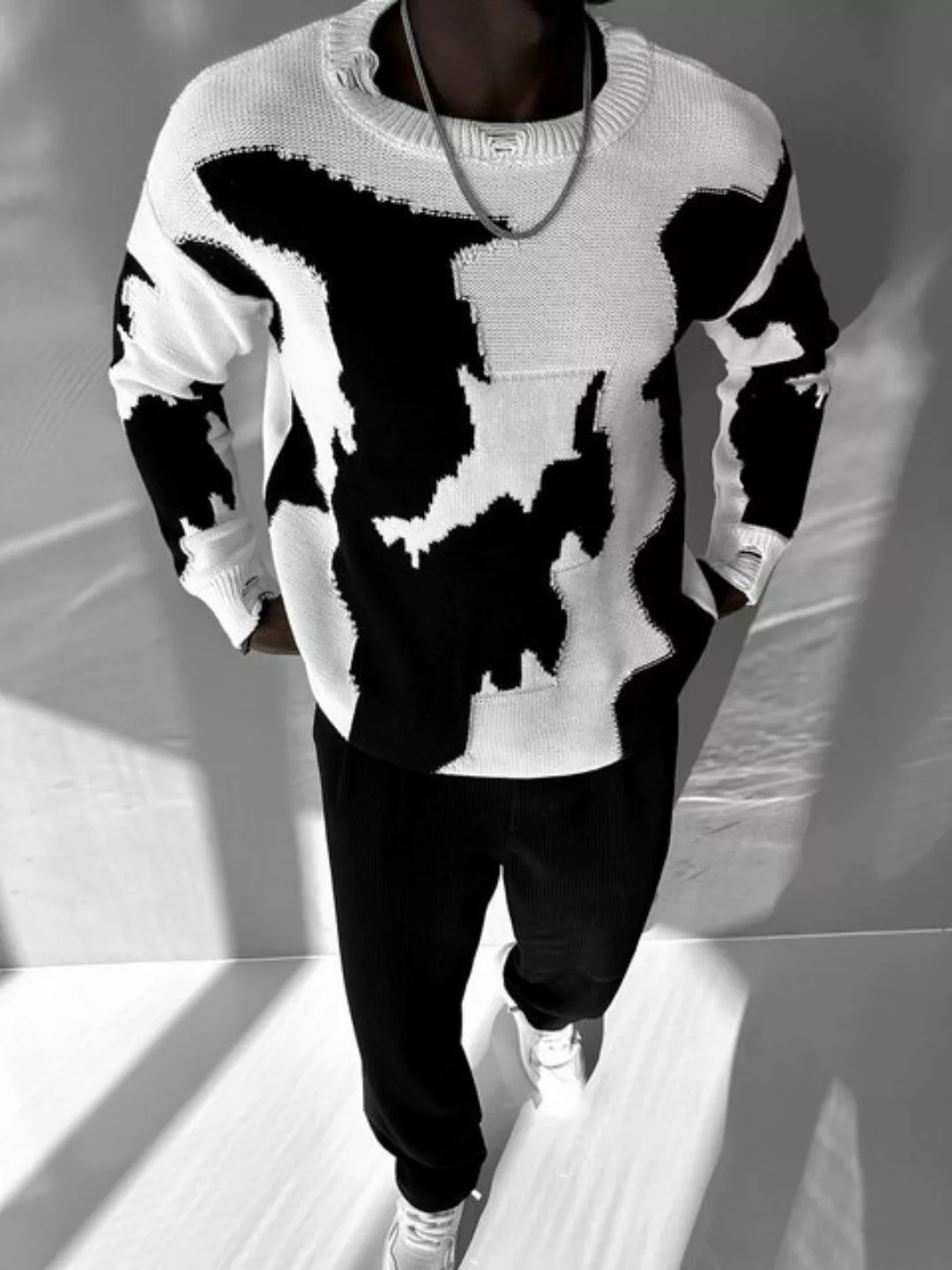 Abluka Sweatshirt Oversize Strickpullover im Kuhdesign - Ein Must-Have! günstig online kaufen