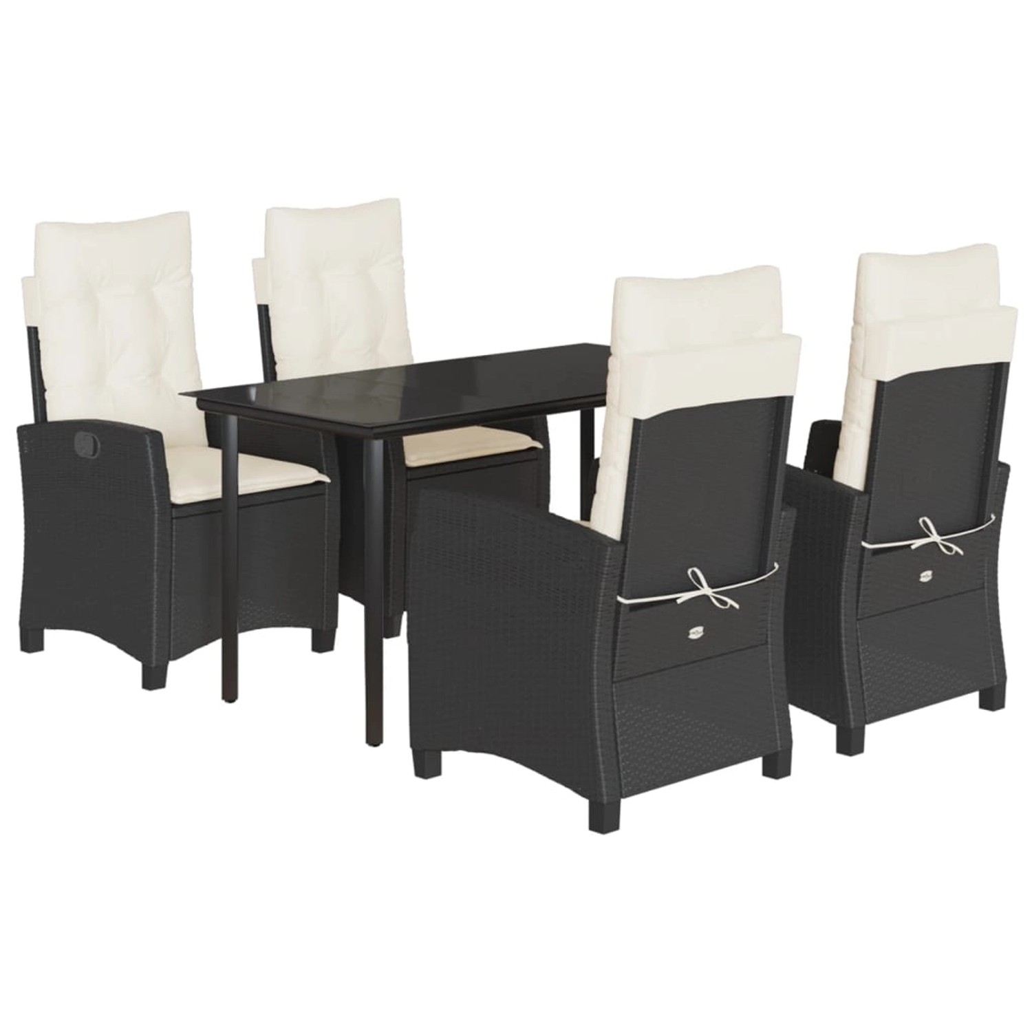 vidaXL 5-Tlg Garten-Essgruppe mit Kissen Schwarz Poly Rattan 3212735 günstig online kaufen