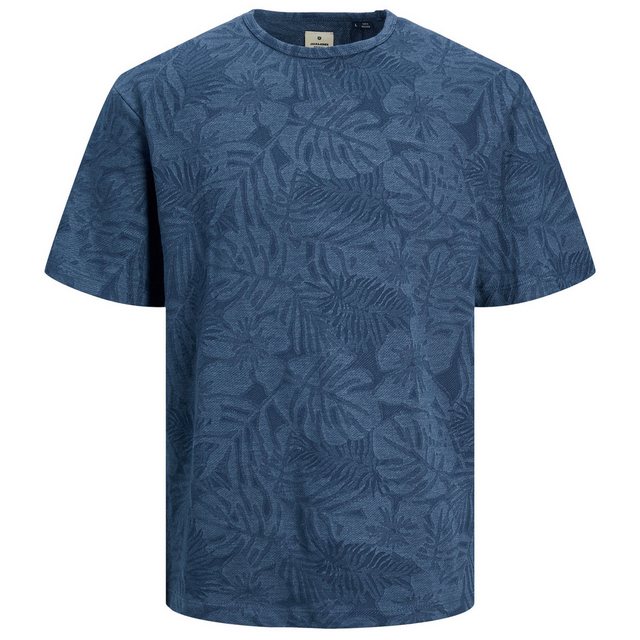 Jack & Jones Rundhalsshirt Große Größen T-Shirt denimblau florale Struktur günstig online kaufen