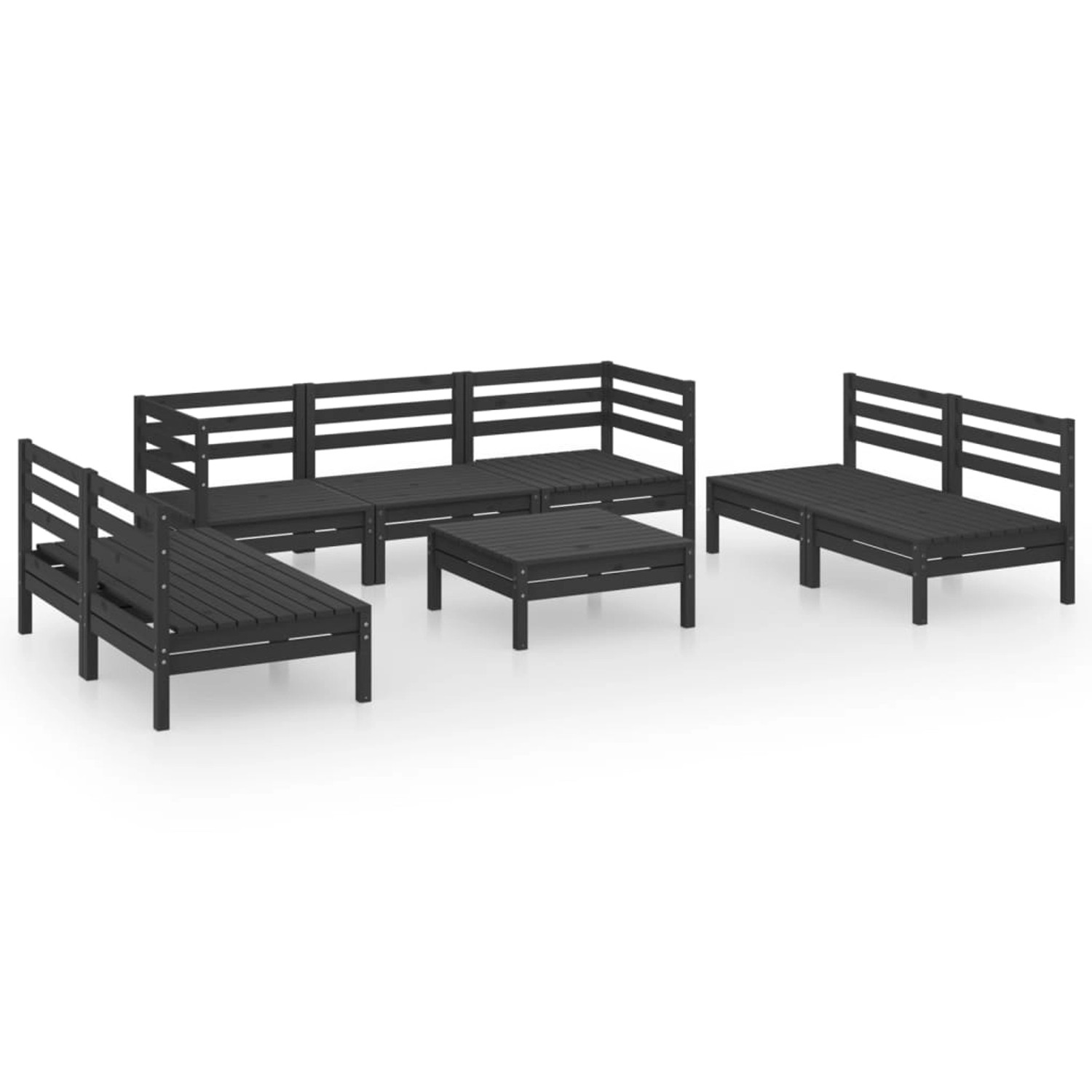 8-tlg. Garten-lounge-set Schwarz Massivholz Kiefer günstig online kaufen