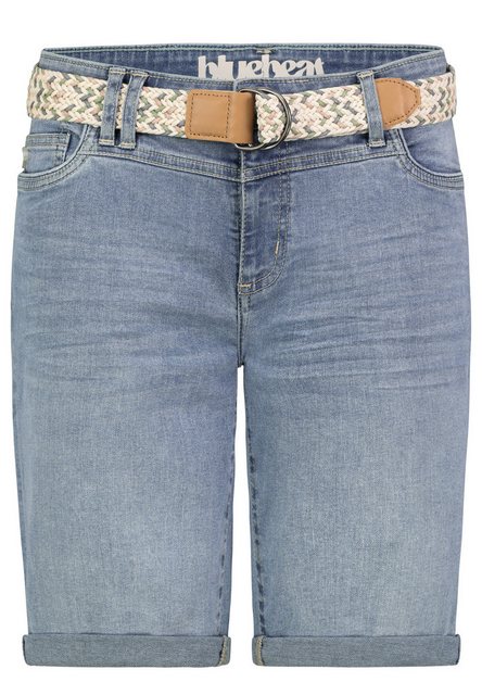 SUBLEVEL Jeansbermudas mit buntem Gürtel günstig online kaufen