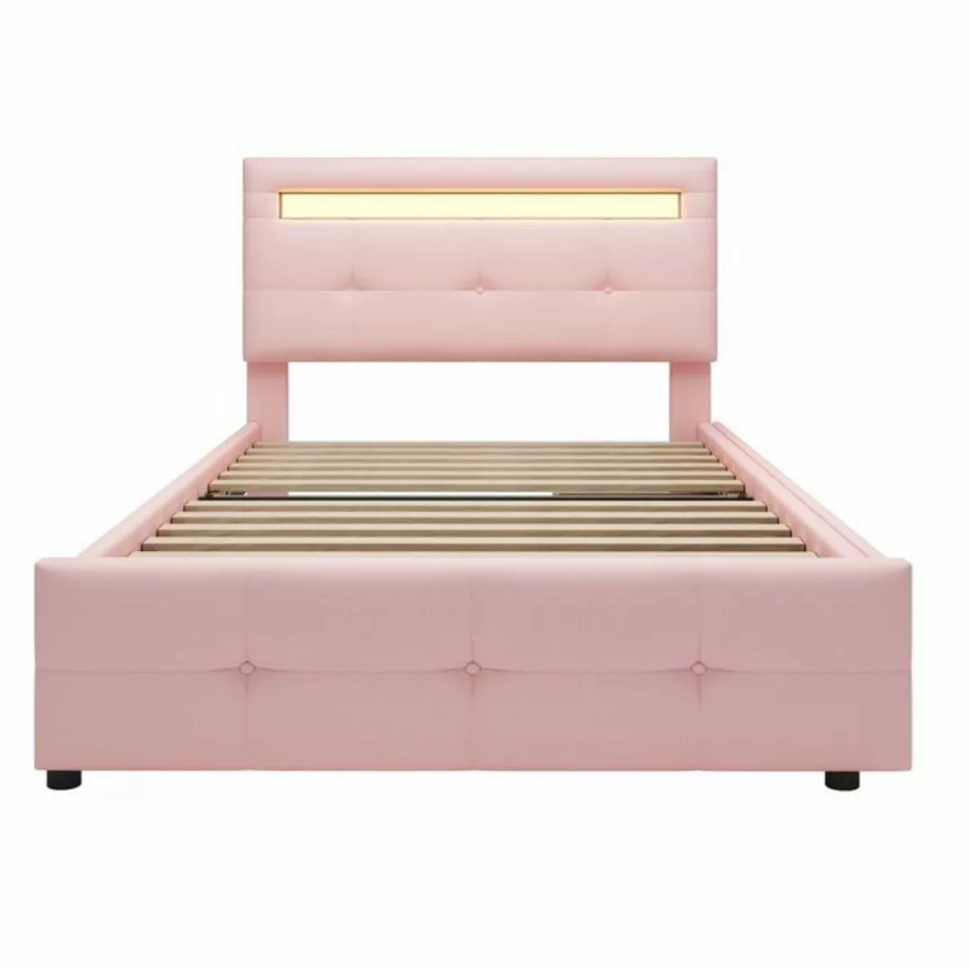 Celya Polsterbett Kinderbett Jugendbett 90x200cm mit LED-Leuchten, 2 Schubl günstig online kaufen