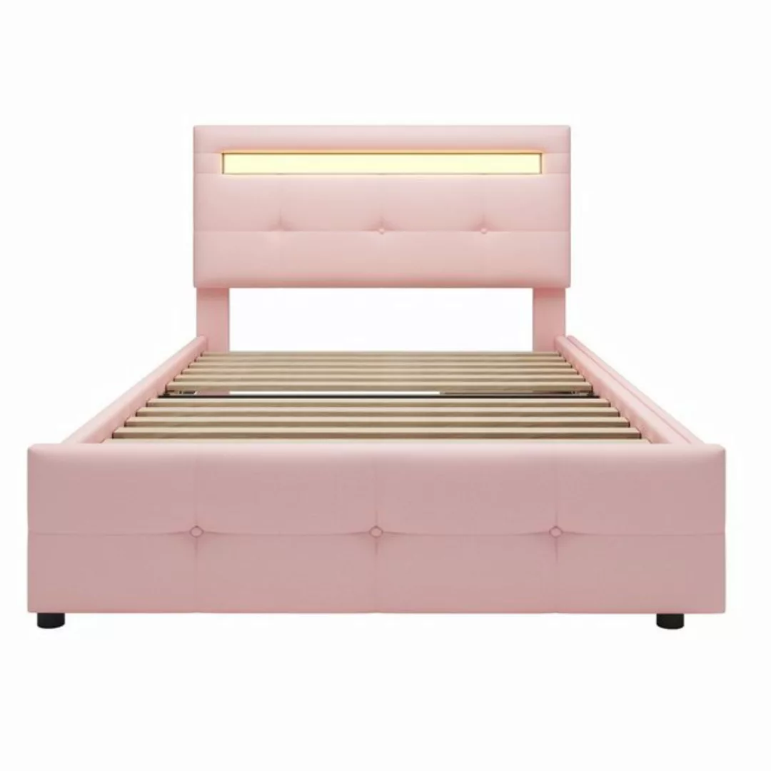 REDOM Bett Einzelbett Kinderbett Jugendbett, Polsterbett 90*200cm (mit LED- günstig online kaufen