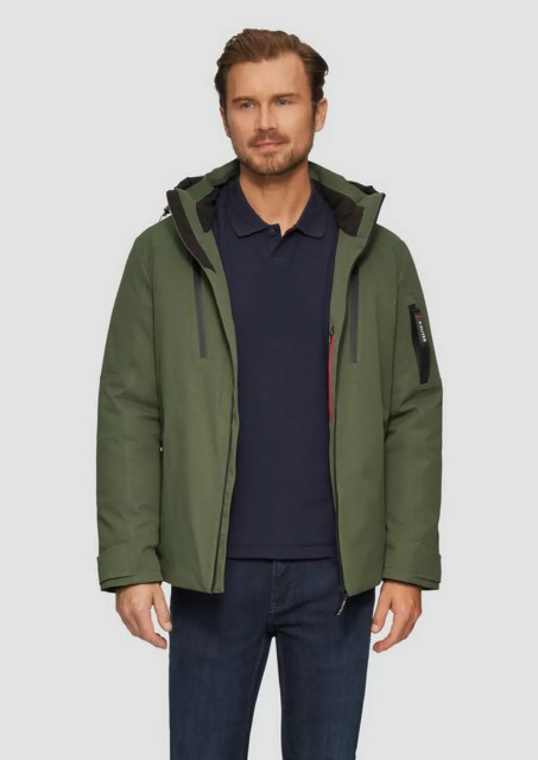 s.Oliver Allwetterjacke Wasserabweisende Twill-Jacke mit Kapuze und Zip-Det günstig online kaufen