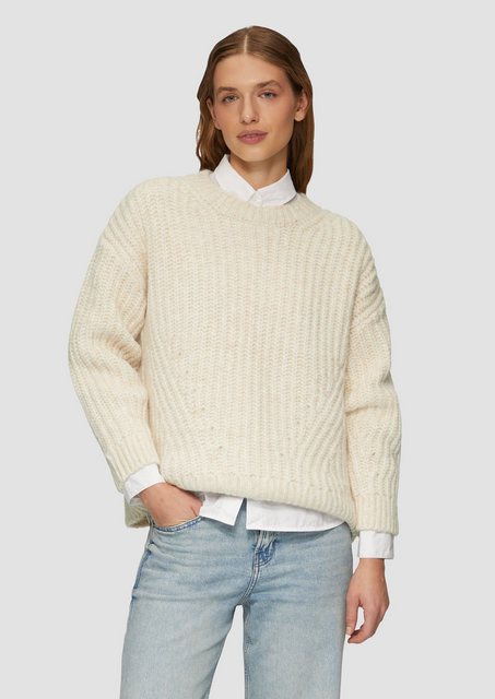 s.Oliver Strickpullover Weicher Grobstrickpullover mit überschnittenen Schu günstig online kaufen