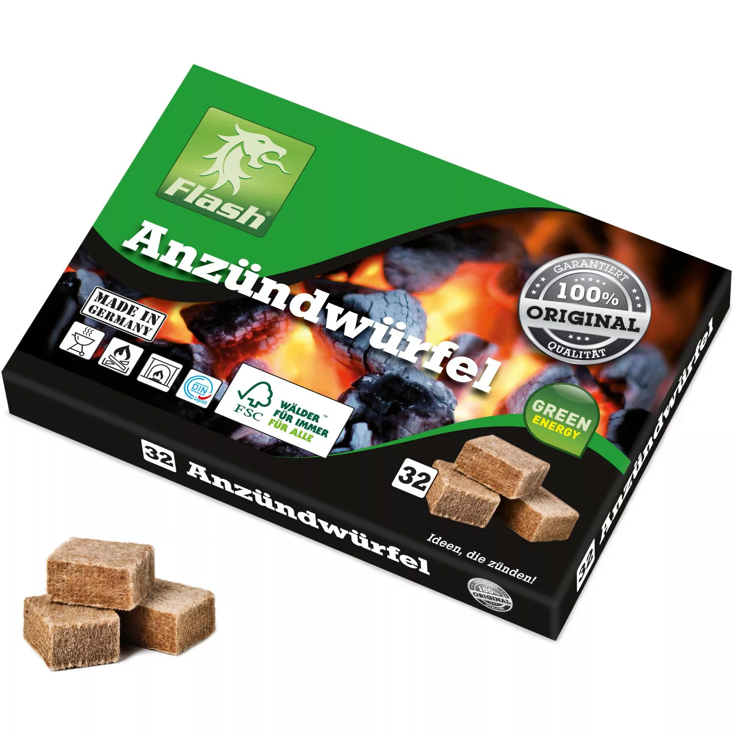 Flash Anzündwürfel aus Holz und Wachs 32 Stück günstig online kaufen