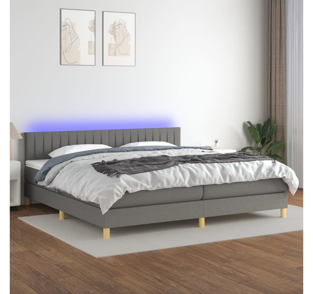 vidaXL Boxspringbett Boxspringbett mit Matratze LED Dunkelgrau 200x200 cm S günstig online kaufen