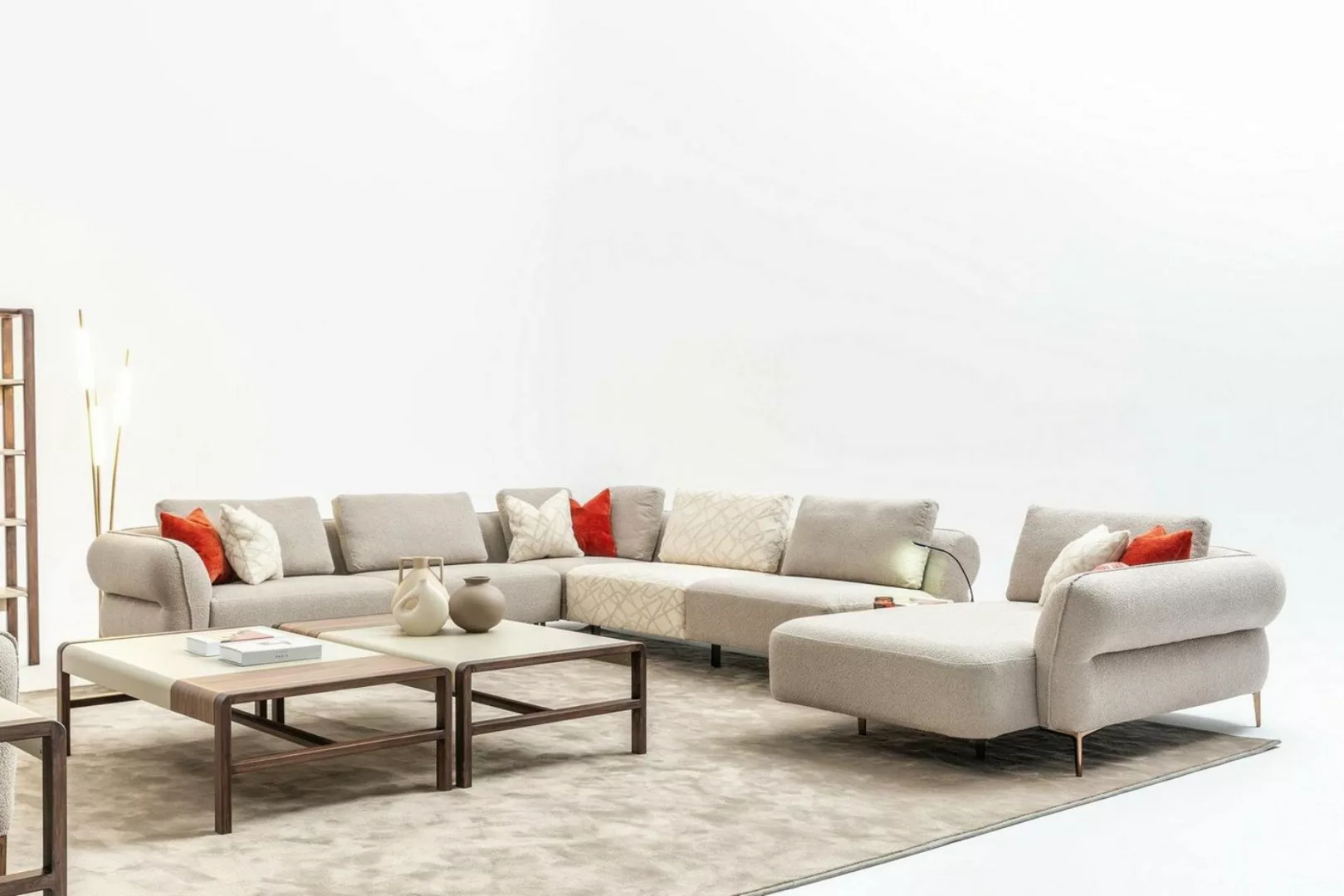 JVmoebel Ecksofa Beige Ecksofa U- Form Luxus Wohnzimmer Modern Polstersofa günstig online kaufen