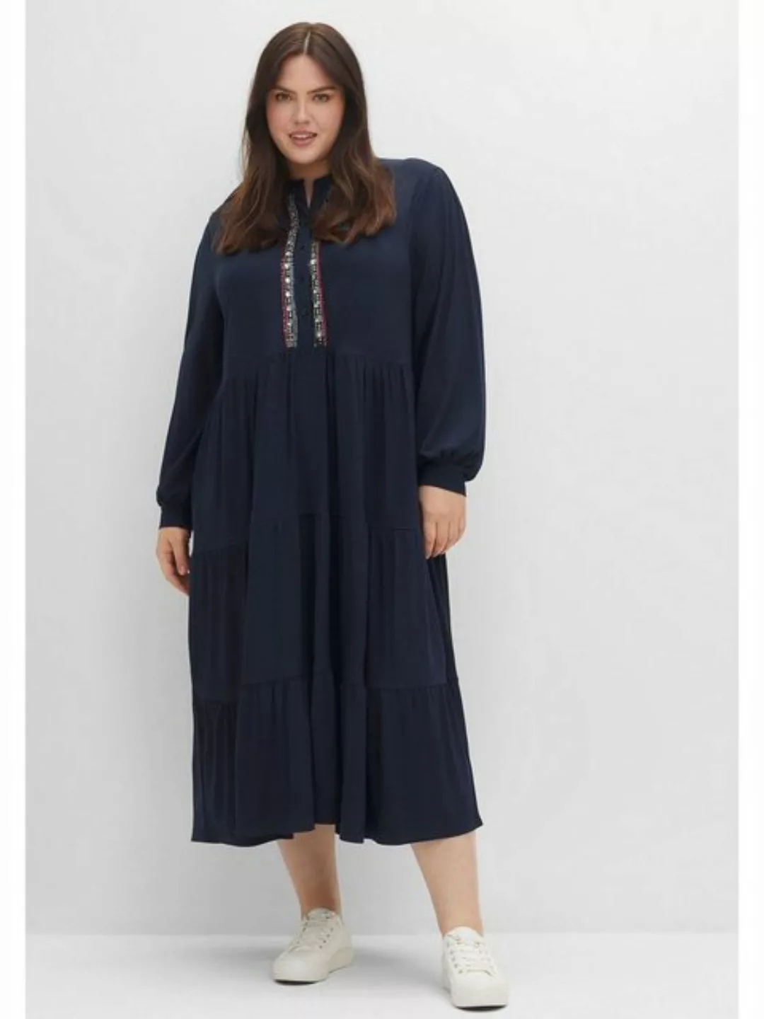Sheego Jerseykleid Große Größen im Boho-Stil, mit Stufenrock günstig online kaufen