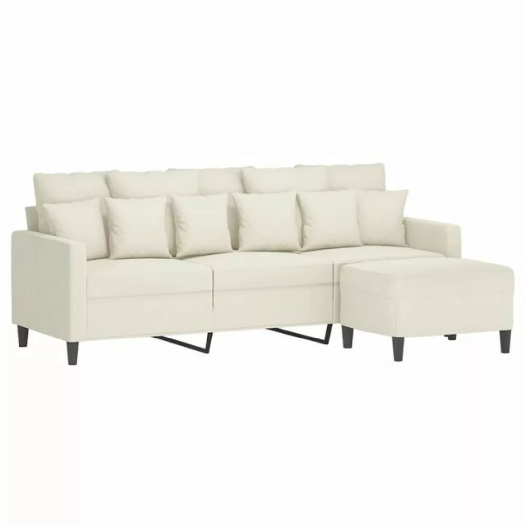 vidaXL Sofa 3-Sitzer-Sofa mit Hocker Creme 180 cm Samt günstig online kaufen