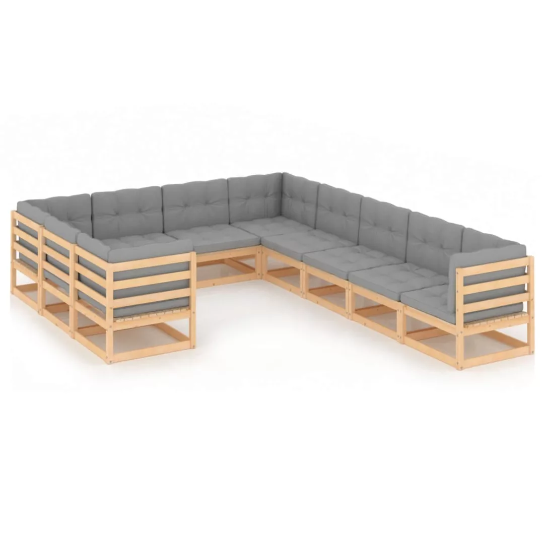 10-tlg. Garten-lounge-set Mit Kissen Kiefer Massivholz günstig online kaufen