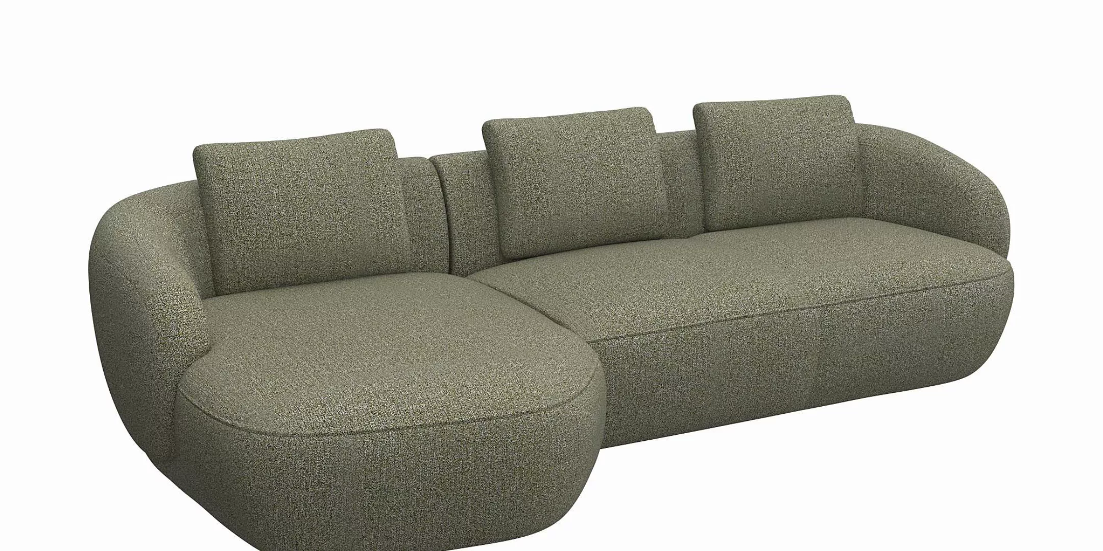 FLEXLUX Wohnlandschaft "Torino, rund, L-Form, Sofa-Ecke mit Recamiere, Long günstig online kaufen