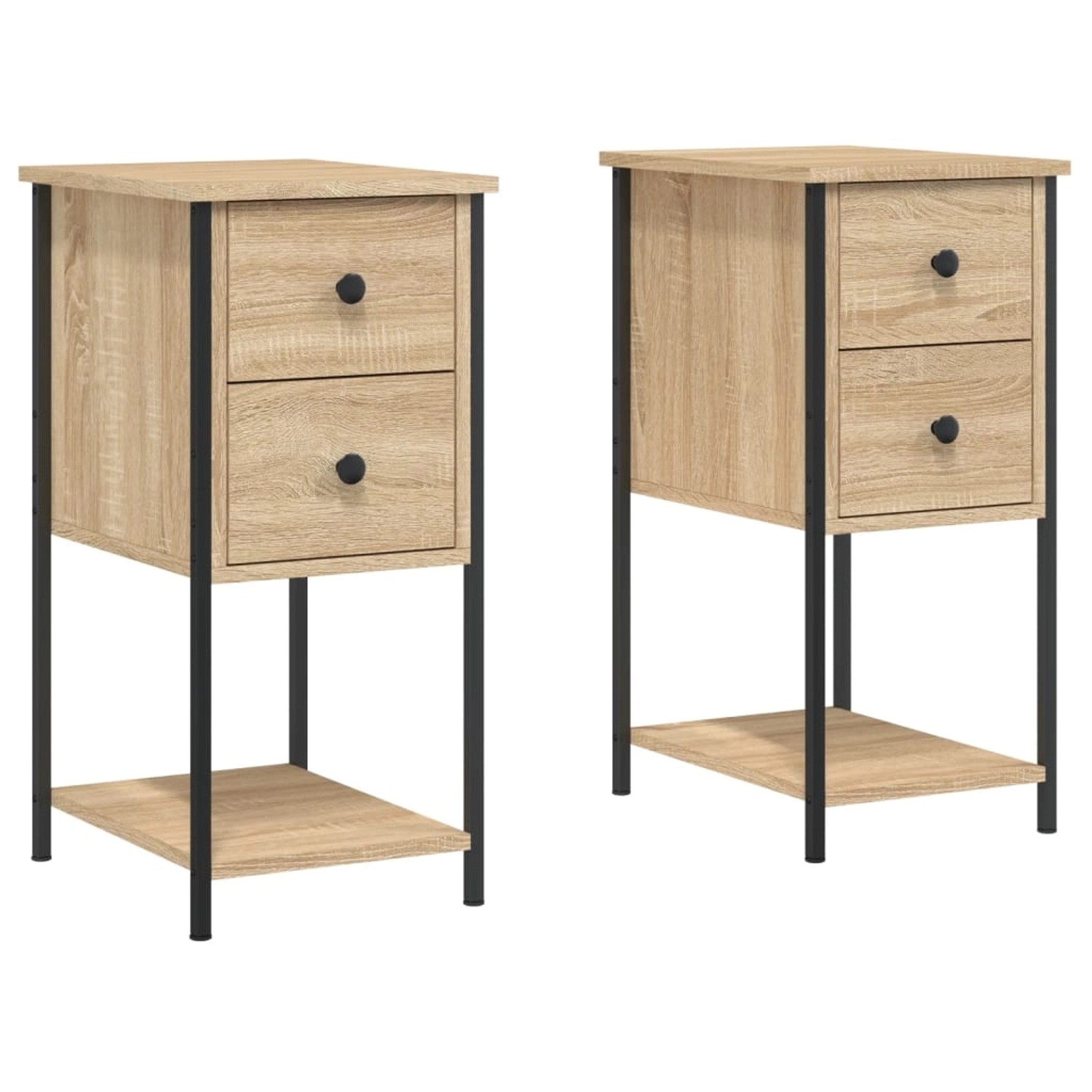 vidaXL Nachttische 2 Stk Sonoma-Eiche 32x42x70 cm Holzwerkstoff günstig online kaufen