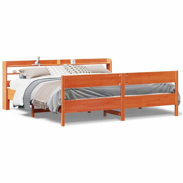 vidaXL Bett, Massivholzbett ohne Matratze Wachsbraun 200x200 Kiefernholz günstig online kaufen