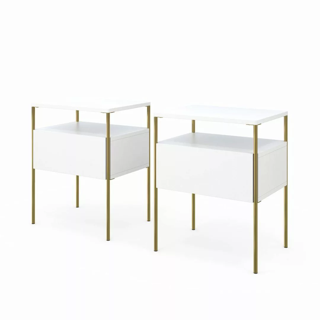 Vicco Nachtschrank Mira, Weiß/Gold, 40 x günstig online kaufen