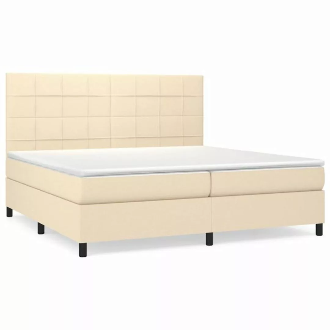 vidaXL Boxspringbett Boxspringbett mit Matratze Creme 200x200 cm Stoff Bett günstig online kaufen