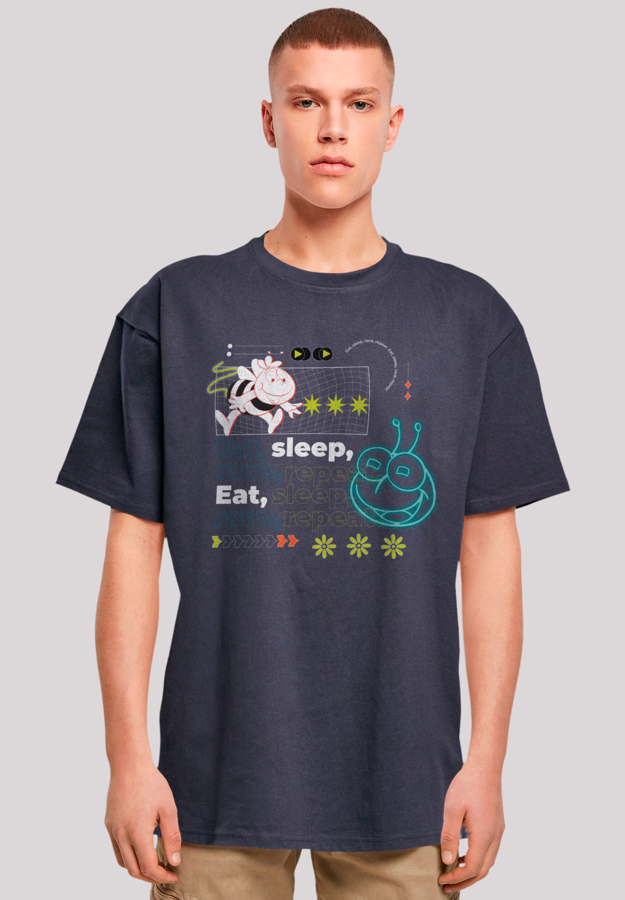 F4NT4STIC T-Shirt "Die Biene Maja Eat Sleep Rave Repeat", Retro, Heroes of günstig online kaufen