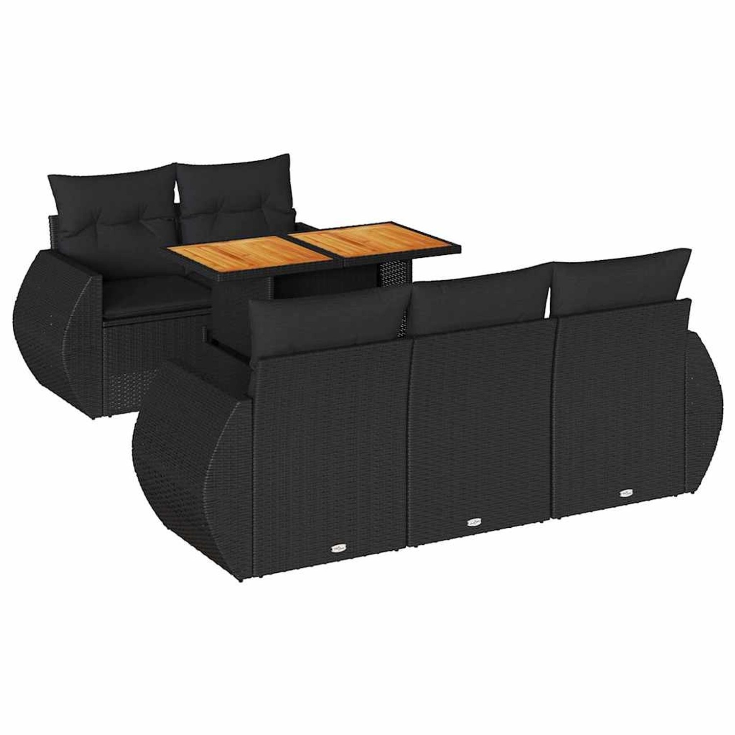 vidaXL 6-Tlg Garten-Sofagarnitur mit Kissen Schwarz Poly Rattan 3327212 günstig online kaufen