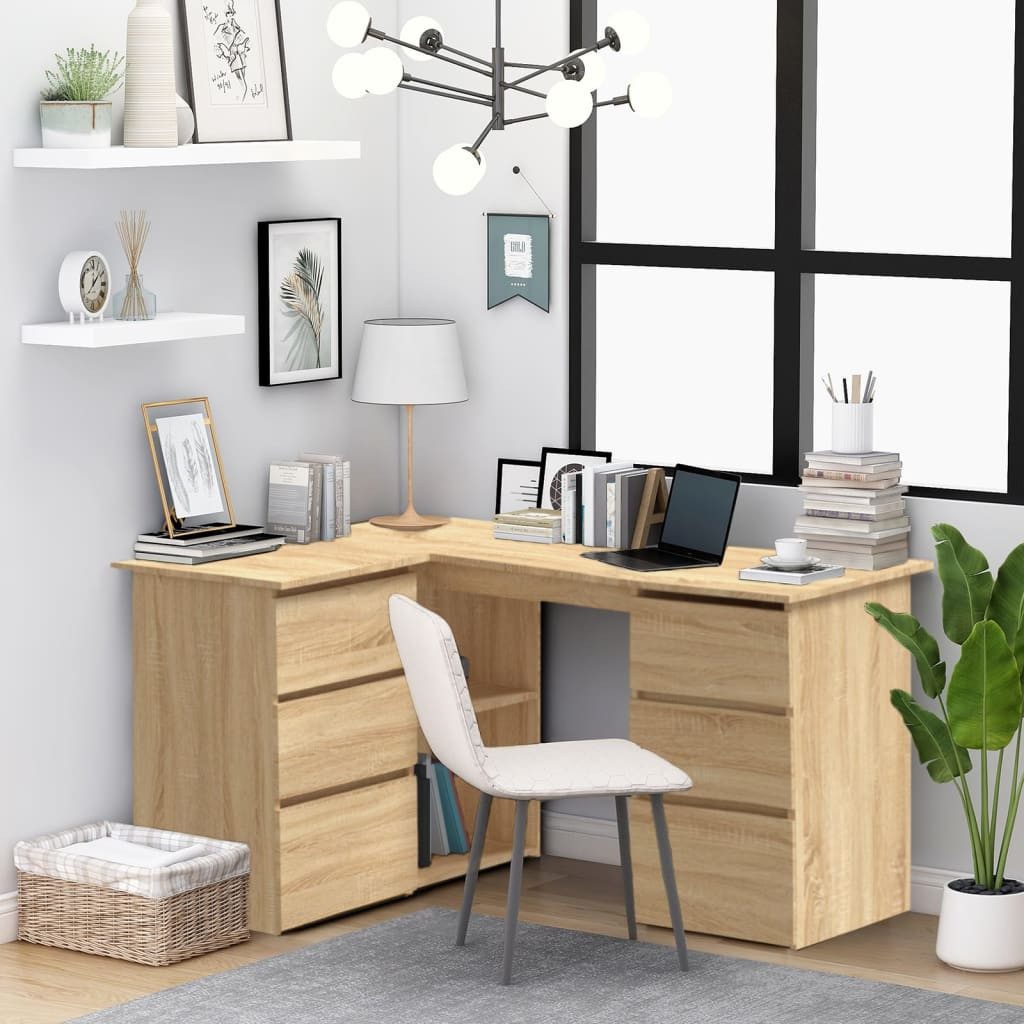 furnicato Schreibtisch Eckschreibtisch Sonoma-Eiche 145x100x76 cm günstig online kaufen