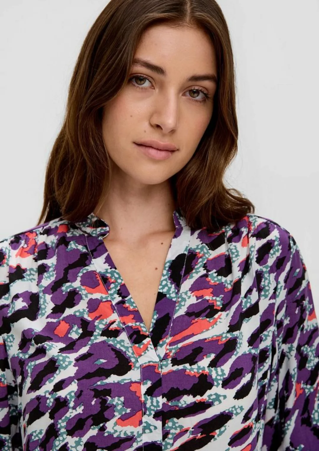 QS Druckbluse mit modernem Animal-print günstig online kaufen