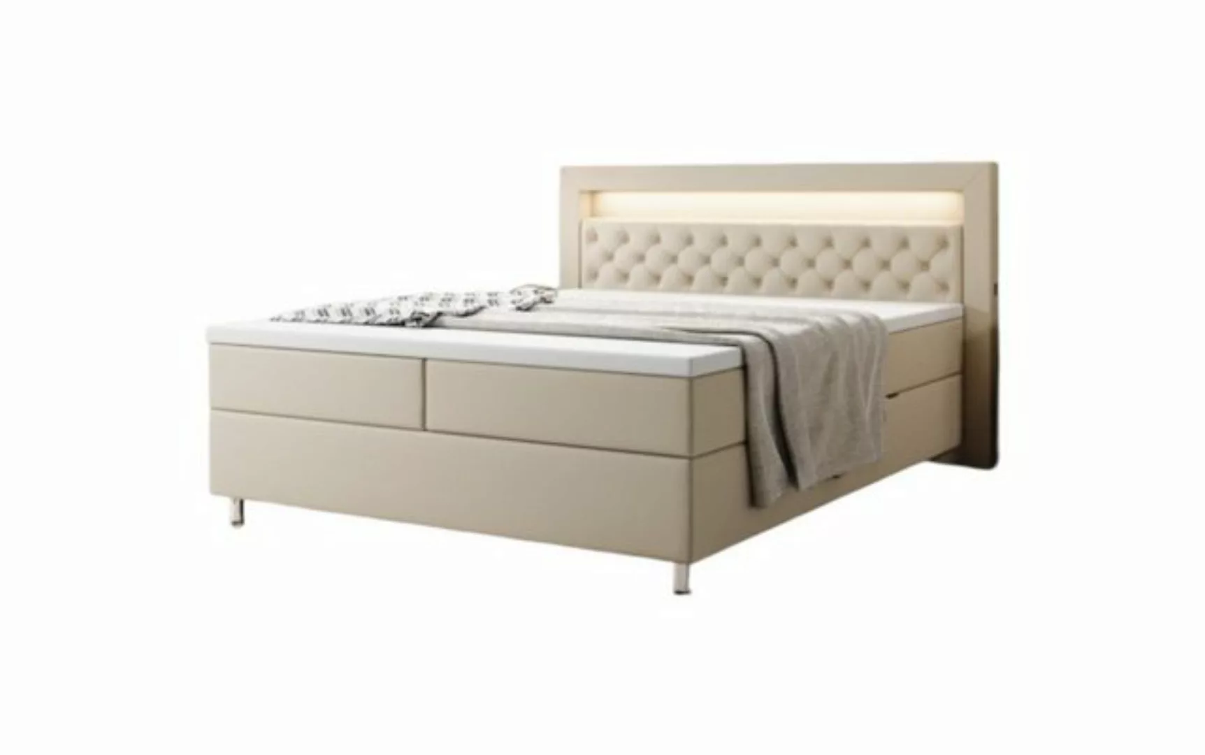 Luxusbetten24 Boxspringbett Tesero, mit USB-Anschluss, RGB-Beleuchtung und günstig online kaufen