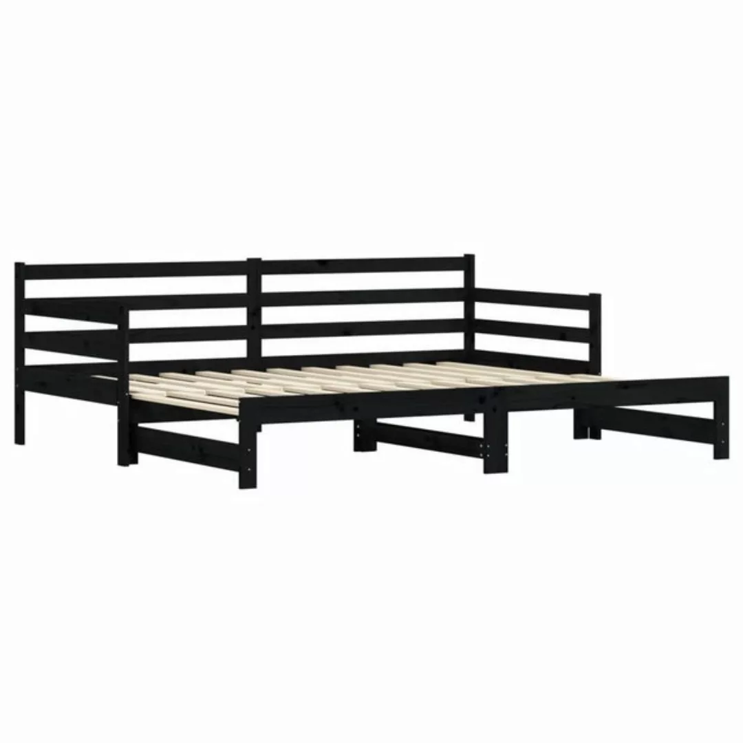 vidaXL Gästebett Tagesbett Ausziehbar Schwarz 90x200 cm Massivholz Kiefer G günstig online kaufen