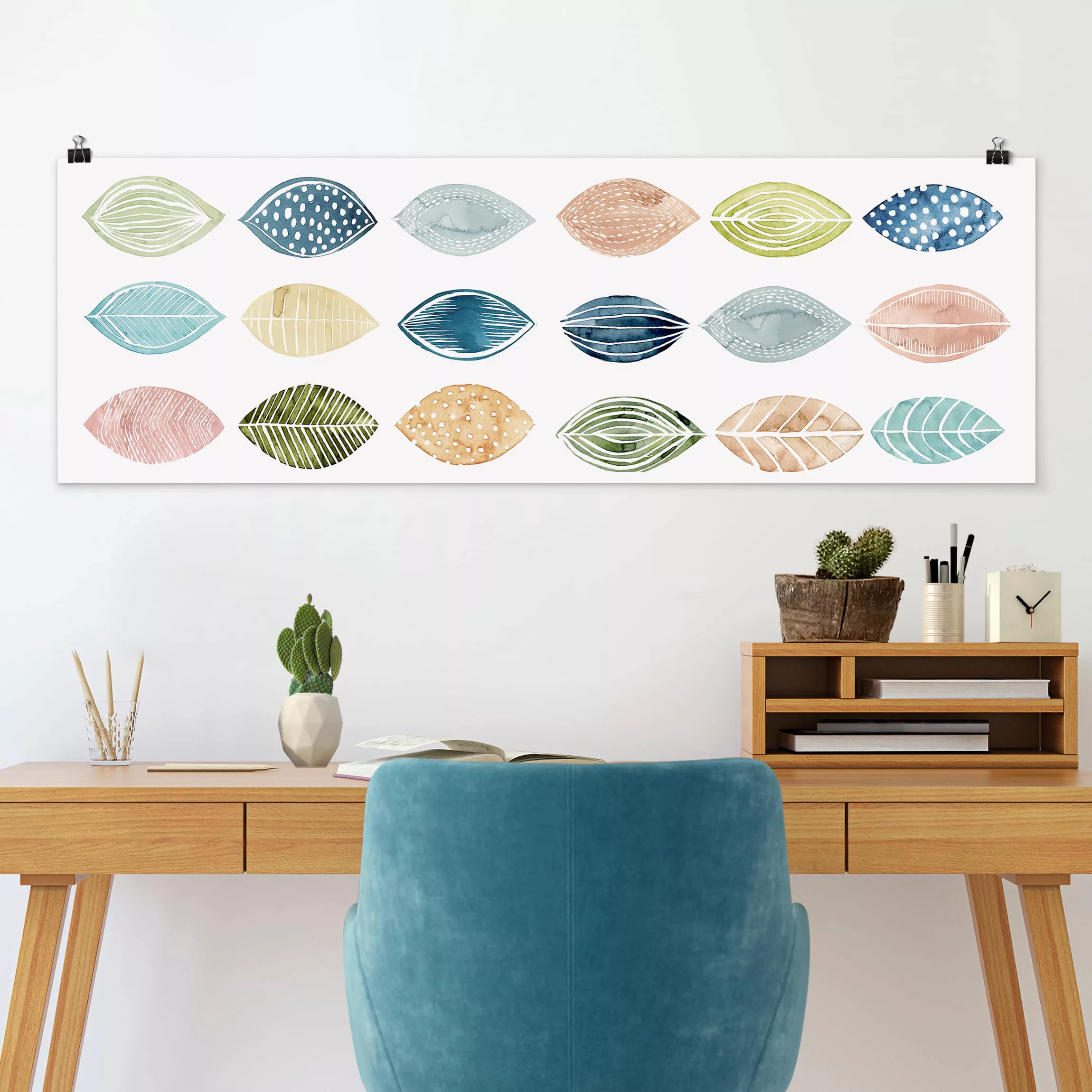 Panorama Poster Muster & Texturen Gemusterte Blätter I günstig online kaufen