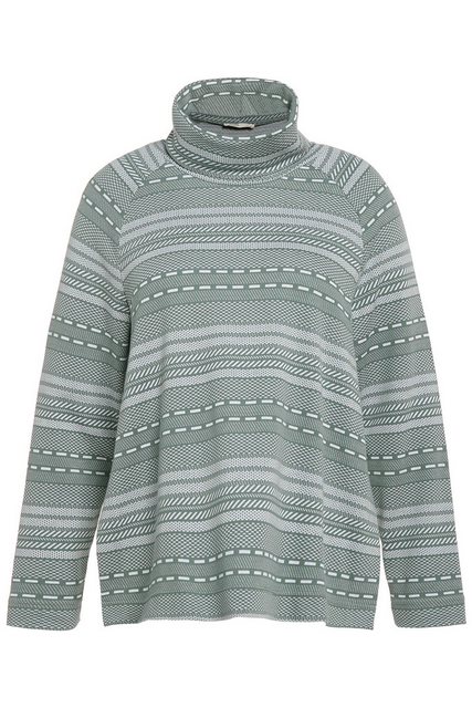 Ulla Popken Sweatshirt Sweatshirt offene Seitennähte Rollkragen günstig online kaufen