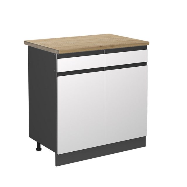 Vicco Unterschrank R-Line, Weiß/Anthrazit, 80 cm, AP Eiche günstig online kaufen