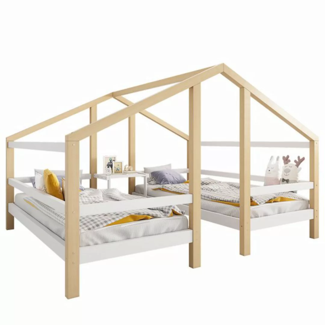 HAUSS SPOLE Kinderbett 90x200cm mit 2 Einzelbetten, Nachttisch, Rausfallsch günstig online kaufen