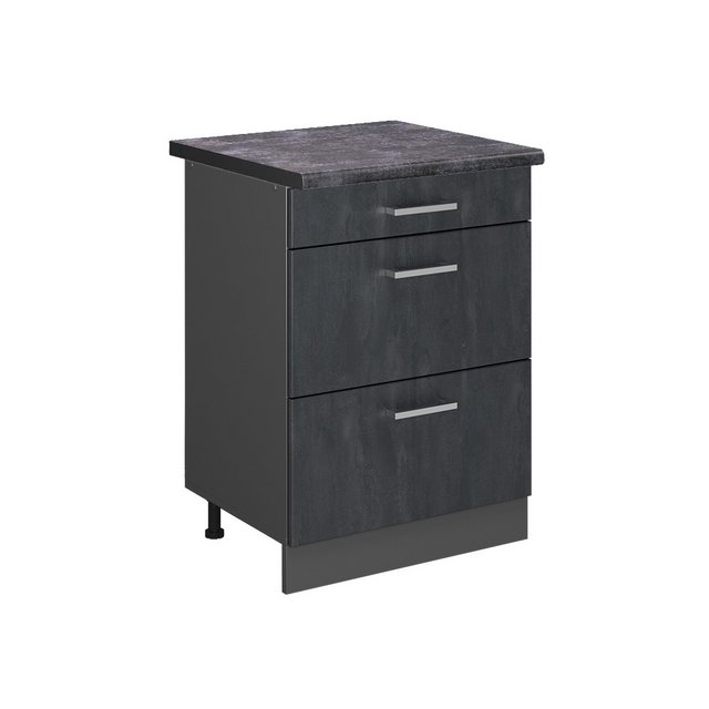 Vicco Unterschrank R-Line, Schwarz Beton/Anthrazit, 60 cm AP Anthrazit günstig online kaufen