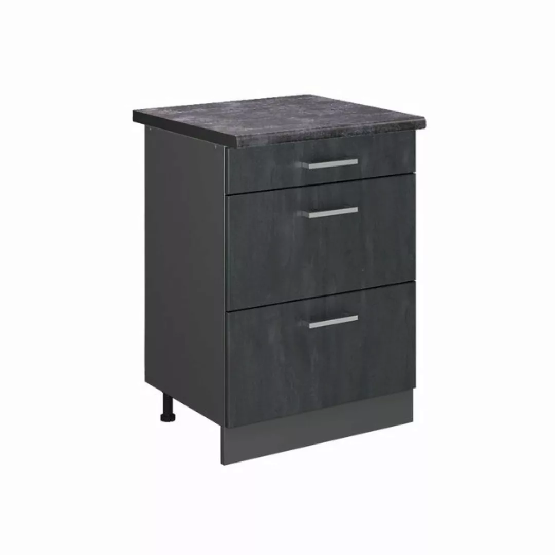 Vicco Unterschrank R-Line, Schwarz Beton/Anthrazit, 60 cm AP Anthrazit günstig online kaufen