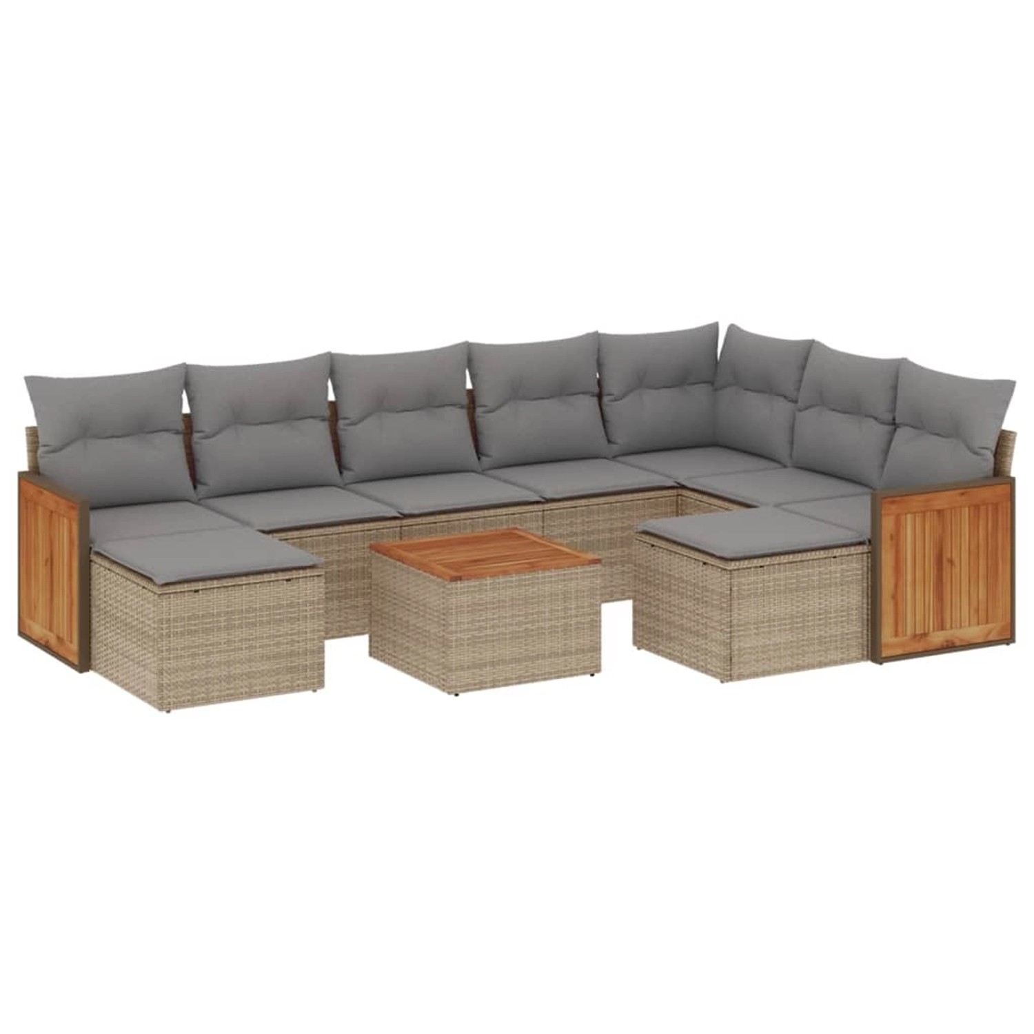 vidaXL 10-Tlg Garten-Sofagarnitur mit Kissen Beige Poly Rattan 3228229 günstig online kaufen