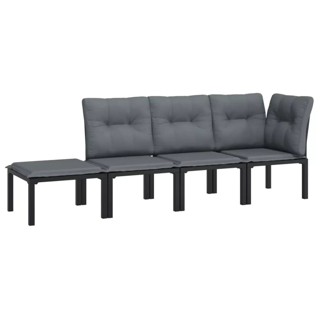 vidaXL Sofaelement 4-tlg. Garten-Lounge-Set Schwarz und günstig online kaufen