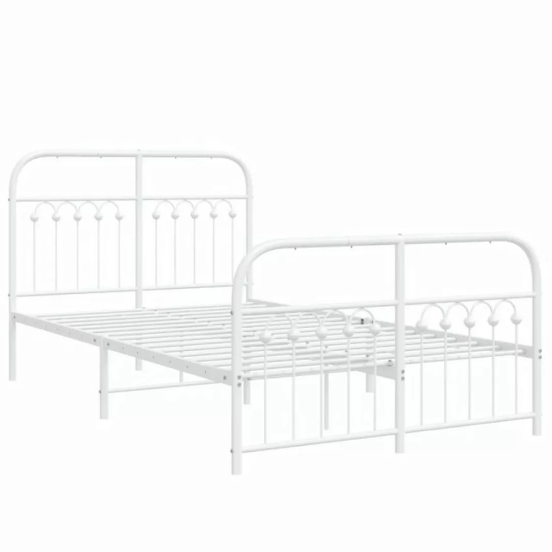 vidaXL Bett Bettgestell mit Kopf- und Fußteil Metall Weiß 120x200 cm günstig online kaufen