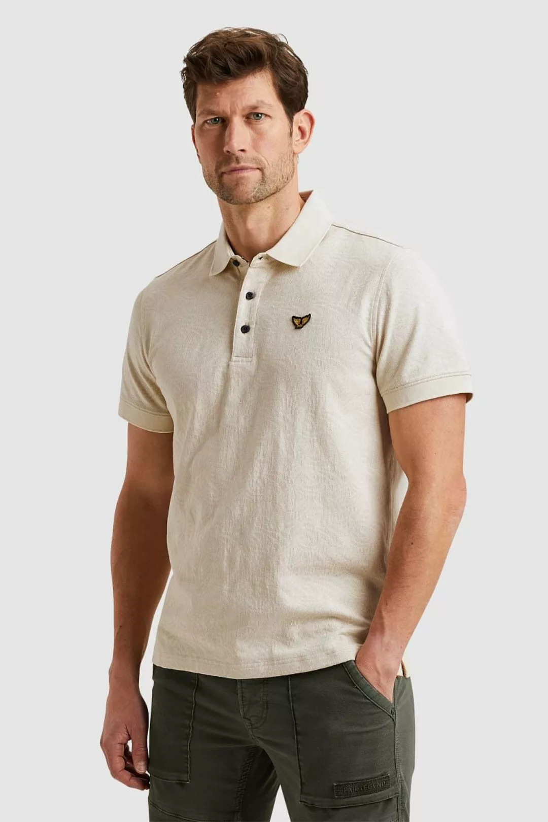 PME Legend Poloshirt Jacquard Jersey Ecru - Größe XXL günstig online kaufen