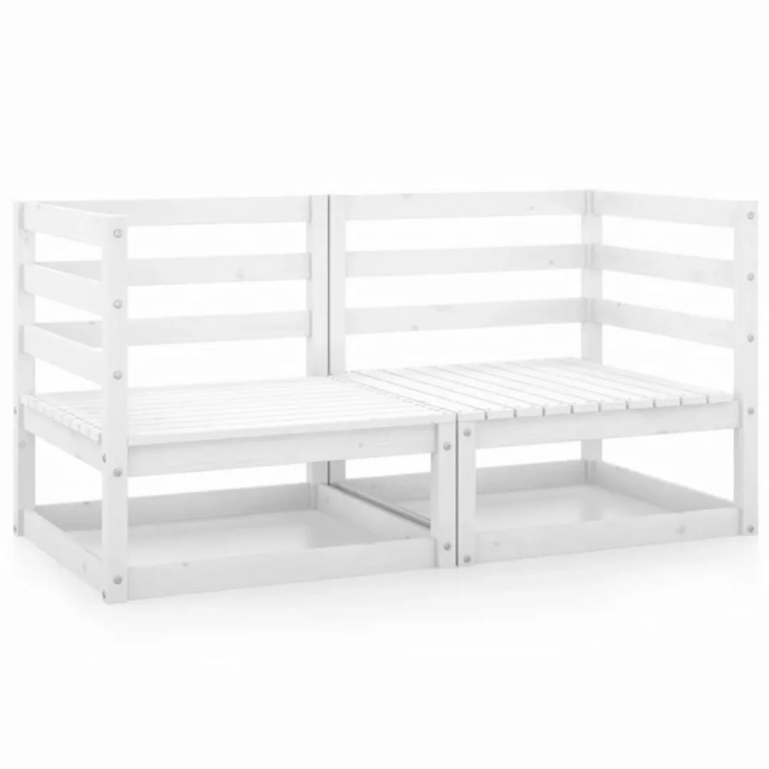 furnicato Ecksofa Garten-Ecksofas 2 Stk. Weiß Kiefer Massivholz, 1 Teile günstig online kaufen