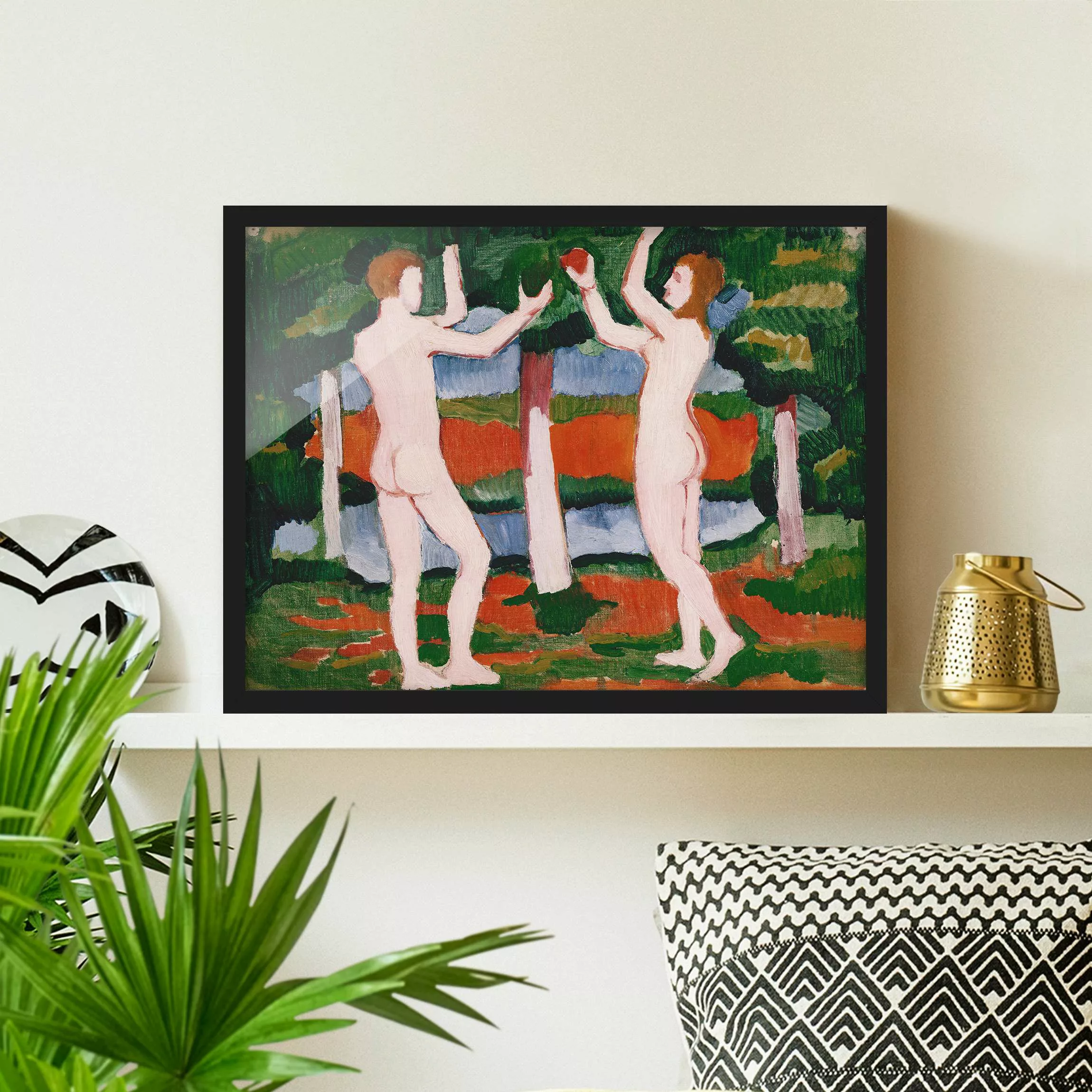 Bild mit Rahmen Kunstdruck - Querformat August Macke - Adam und Eva günstig online kaufen